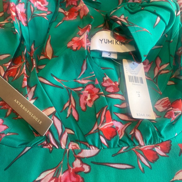 YUMI KIM Womens Green Silk Spaghetti Strap Knee Length Fit + Flare Dress 2 - Picture 5 of 5